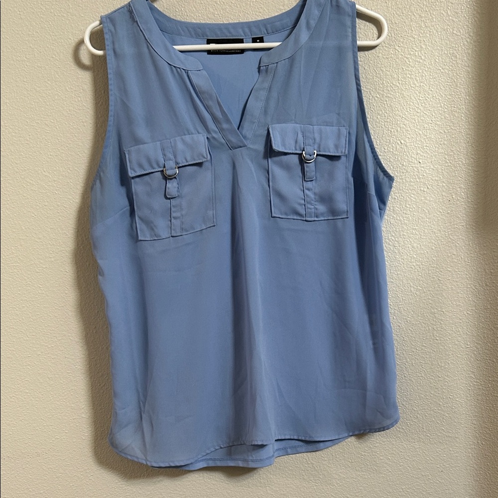 New York & Company Light Blue Sleeveless Blouse